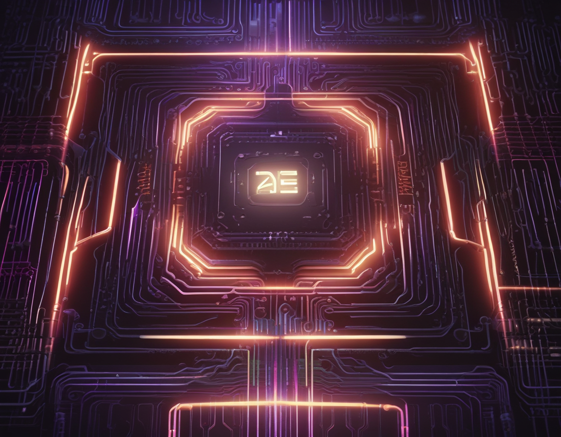 Futuristic AI processor with glowing circuits